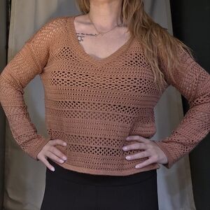 Women's Crochet Sweater Dusty Rose - Size Small